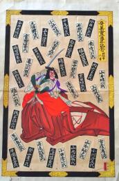 D26061601〇一枚摺物 彩色木版画 絵馬 市川團十郎 隈取 歌舞伎 昭和年代〇和本古書古文書