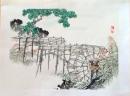 D26070906〇一枚摺物 彩色木版画  水車小屋 昭和年代〇和本古書古文書