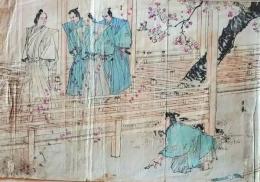 D26070913〇一枚摺物 彩色木版画 忠臣蔵 昭和年代〇和本古書古文書