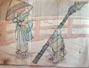D26070915〇一枚摺物 彩色木版画 忠臣蔵 昭和年代〇和本古書古文書