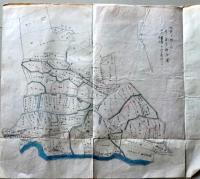 D26071307〇古地図 手書彩色 内野々村字砂地図　香川県三豊郡五郷村農業会 昭和年代〇和本古書古文書