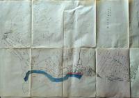 D26071314〇古地図 手書彩色 井関村字新林地図　香川県三豊郡五郷村農業会 昭和年代〇和本古書古文書
