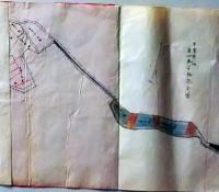 D26071319〇古地図 手書彩色 井関村字旭谷地図　香川県三豊郡五郷村農業会 昭和年代〇和本古書古文書