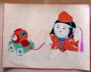D26080803〇一枚摺物 彩色木版画  御所人形 昭和年代〇和本古書古文書