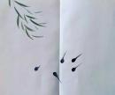 D26082824〇直筆 彩色画  オタマジャクシ  日本画 昭和年代〇和本古書古文書