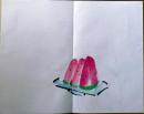 D26082832〇直筆 彩色画  スイカ  日本画 昭和年代〇和本古書古文書