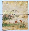 D26083105〇直筆 彩色画 金箔使用日本画 うずら 江戸時代〇和本古書古文書