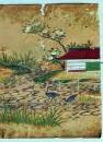 D26083106〇直筆 彩色画 金箔使用日本画 鴫 鷺 江戸時代〇和本古書古文書
