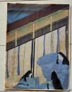 D26083119〇直筆 彩色画 日本画 雁 平安時代 源氏物語？ 江戸時代〇和本古書古文書