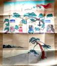 D26091409〇掛軸裁断 彩色木版画 五月飾り 鯉のぼり 鐘馗様 富士山  昭和年代〇和本古書古文書	