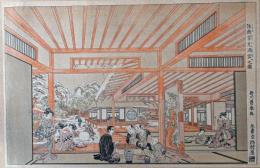 D26102112〇復刻 浮世絵 浮繪雪見酒宴の図  歌川豊春 一枚摺物 彩色木版画 大判 錦絵 江戸風俗浮世絵大鑑抜粋 大正５年〇和本古書古文書	