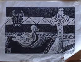 D25102403〇木版画 昭和年代 破れあり〇和本古書古文書