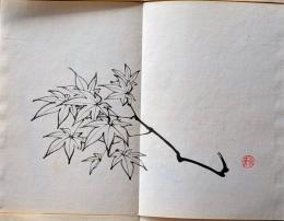 D261019208〇一枚摺物 彩色木版画  楓  景年習画帖第２編抜粋 今尾景年が描いた絵手本（画帳）昭和年代復刻〇和本古書古文書	