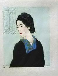 D25103107〇彩色木版画 ミニサイズ  美人画 錦絵 浮世絵 昭和年代〇和本古書古文書