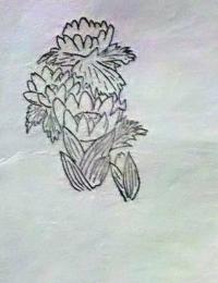 D25103109〇木版画 ミニサイズ 植物 単色 錦絵 浮世絵 昭和年代〇和本古書古文書