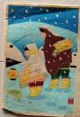 D25103118〇彩色木版画 ミニサイズ  雪国 子供  錦絵 浮世絵 昭和年代〇和本古書古文書