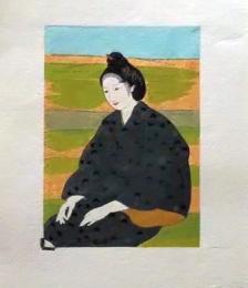 D25103008〇彩色木版画 ミニサイズ 美人画  錦絵 浮世絵 昭和年代〇和本古書古文書
