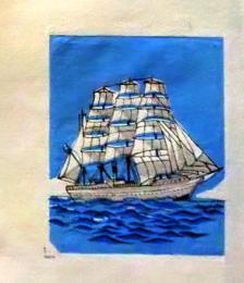 D25103010〇彩色木版画 ミニサイズ 帆船 錦絵 浮世絵 昭和年代〇和本古書古文書