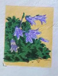D25103013〇彩色木版画 ミニサイズ  桔梗  錦絵 浮世絵 昭和年代〇和本古書古文書