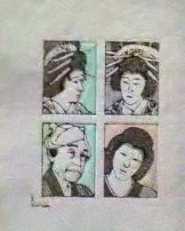 D25103021〇彩色木版画 ミニサイズ  江戸時代風俗画 錦絵 浮世絵 昭和年代〇和本古書古文書