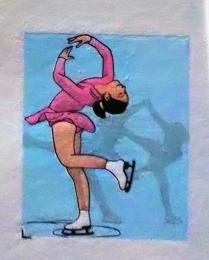 D25103022〇彩色木版画 ミニサイズ フィギィアスケート  錦絵 浮世絵 昭和年代〇和本古書古文書