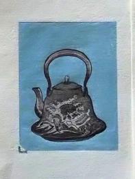 D25103034〇彩色木版画 ミニサイズ 鉄瓶 錦絵 浮世絵 昭和年代〇和本古書古文書