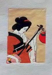 D25103036〇彩色木版画 ミニサイズ 美人画  錦絵 浮世絵 昭和年代〇和本古書古文書