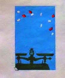 D25103039〇彩色木版画 ミニサイズ 天秤  錦絵 浮世絵 昭和年代〇和本古書古文書