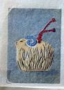 D25103042〇彩色木版画 ミニサイズ 土鈴 羊  錦絵 浮世絵 昭和年代〇和本古書古文書