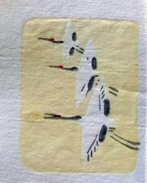 D25103047〇彩色木版画 ミニサイズ ツル  錦絵 浮世絵 昭和年代〇和本古書古文書