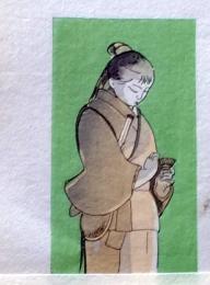 D25103057〇彩色木版画 ミニサイズ 少女  錦絵 浮世絵 昭和年代〇和本古書古文書