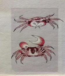 D25103063〇彩色木版画 ミニサイズ カニ 錦絵 浮世絵 昭和年代〇和本古書古文書