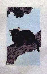 D25103072〇彩色木版画 ミニサイズ ネコ 錦絵 浮世絵 昭和年代〇和本古書古文書