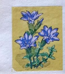 D25103074〇彩色木版画 ミニサイズ ミヤマリンドウ 錦絵 浮世絵 昭和年代〇和本古書古文書