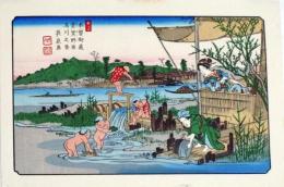 D25110513〇広重・英泉 手摺木版 木曽街道六十九次  英泉 倉賀野〇和本古書古文書