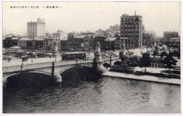 N25111128〇戦前絵葉書 ○大阪 大阪名所 古写真 難波橋と付近の盛観 電車人自転車通行中○和本古書古文書
