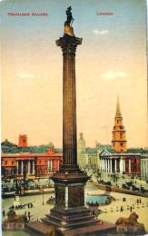 D25112518〇戦前絵葉書 海外 イギリス ロンドン トラファルガー広場 昭和年代〇和本古書古文書