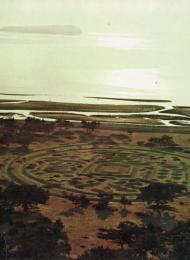 N25120611〇戦前絵葉書 ○さぬき絵葉書 香川 琴弾(ことひき)公園 砂絵「寛永通宝」　觀音寺市 古写真 カラー○和本古書古文書
