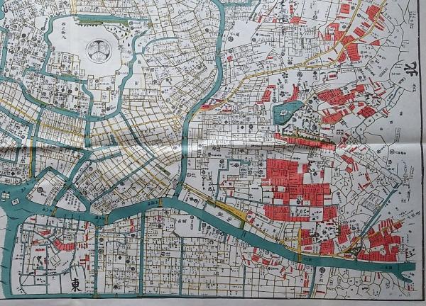 J22061410〇復刻版 江戸古地図 明和江戸図 明和8年 日本橋 須原