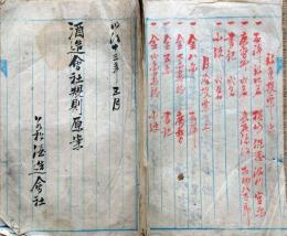 J22101606〇写本 酒造会社規則原案 若松酒造会社 会津若松 明治１３年 福島県〇和本古書古文書