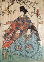 J22120201〇錦絵 浮世絵 あやつり三番叟 ２枚続き 歌川三代豊国 一陽斎 国貞 馬喰四木屋板〇和本古書古文書