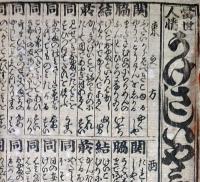 f230900105〇一枚刷り 浪花みやげ初編 当世人情 うけさしいやみの見立 ことば遊び しゃれ なぞ 判じ絵 見立番付 天保年間 塩屋喜兵衛板〇和本古書古文書