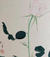 f23091118〇色紙 薔薇 直筆 昭和時代〇和本古書古文書