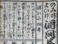 f230900307〇一枚刷り 浪花みやげ第３編 のみ枡 よひ枡 酒問答枡づくし ことば遊び しゃれ なぞ 判じ絵 見立番付 天保年間 塩屋喜兵衛板〇和本古書古文書