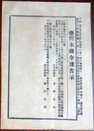 N24030640○栃木県令達告示 明治31年○栃木県小学校教員検定等に関する細則第7条中5字削除ほか○下都賀郡穂積村で皮疽(ひそ)患馬発生 栃木県知事萩野左門○発行:下野新聞・旭香社○和本古書古文書