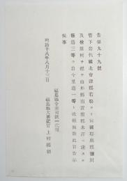 2017102453○福島県布達 明治18年○県道里道名称変更 北会津郡若松より耶麻郡塩川村桧原村経由し山形県米沢に至る県道3等を里道1等と改称 福島県令赤司欽一 ○和本古書古文書
