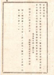 N18060217○明治布告布達 明治12年○宿屋取締規則 第1条但書改正「規則書を店先に張出し且店頭へ看板掲げ置き」 同第3条削除 島根県令境二郎 島根県 ○和本古書古文書
