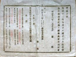F19110105〇明治政府布告 学資金出納表 明治１３年 堺県〇和本古書古文書