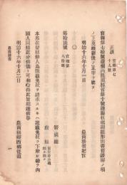 N18091111○明治布告布達 明治16年○本邦在留朝鮮人へ鳥獣猟免状下付方 遊猟免状を下附し総て内国人同様処分 農商務卿西郷従道 ○和本古書古文書