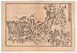 N24070126○銅版画 日本外史 古戦場概図 信州川中島方位図 更級郡川中島古戦場(現長野市) 武田信玄と上杉謙信の戦い 明治初年〇和本古書古文書
